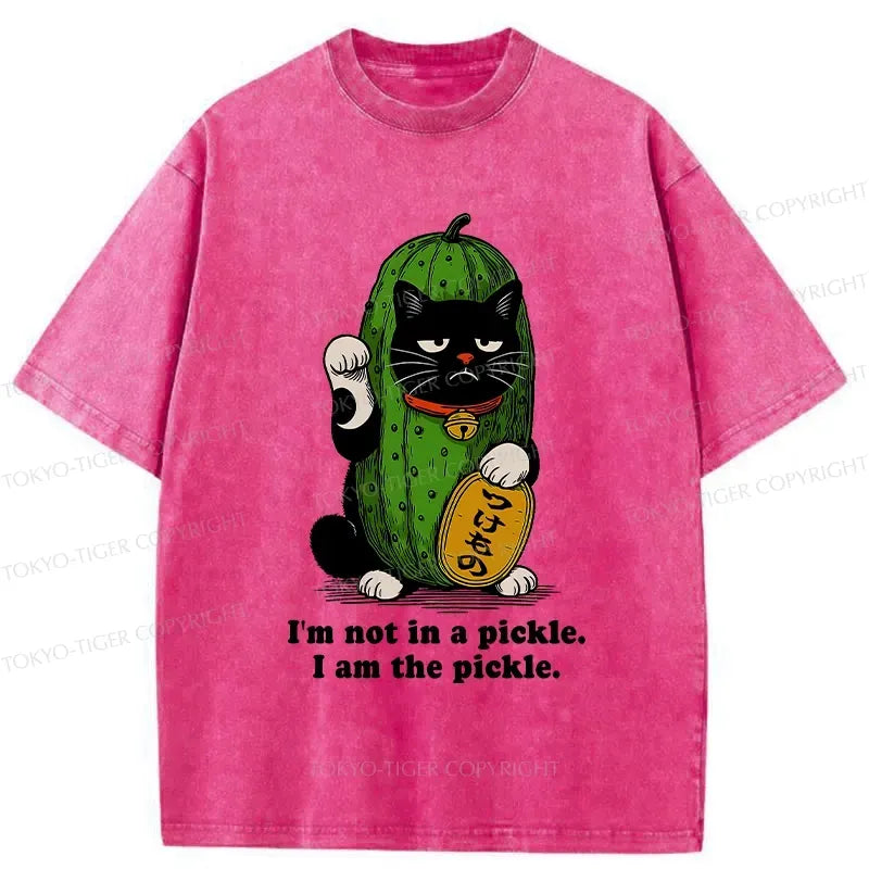 Funny Lucky Cat Washed T-Shirt for Summer