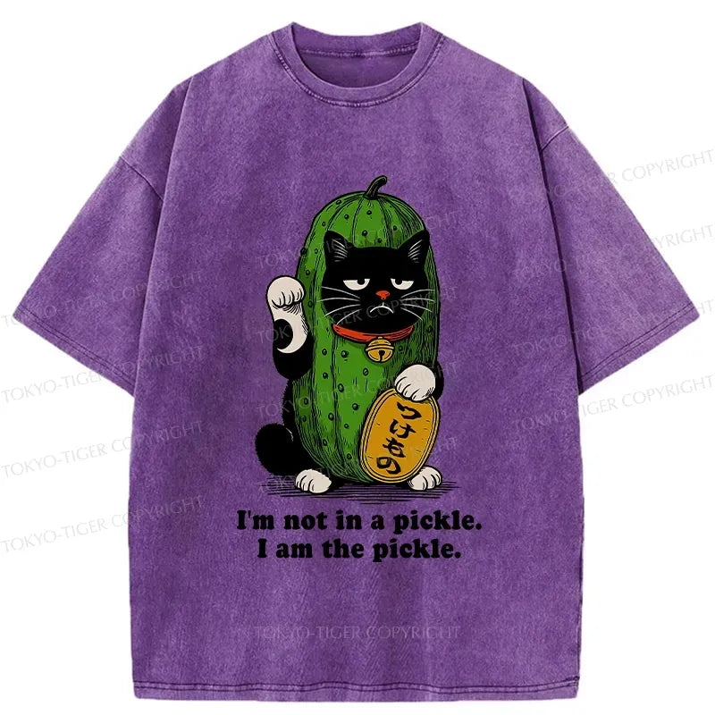 Funny Lucky Cat Washed T-Shirt for Summer