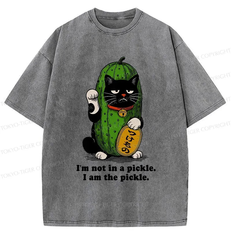 Funny Lucky Cat Washed T-Shirt for Summer