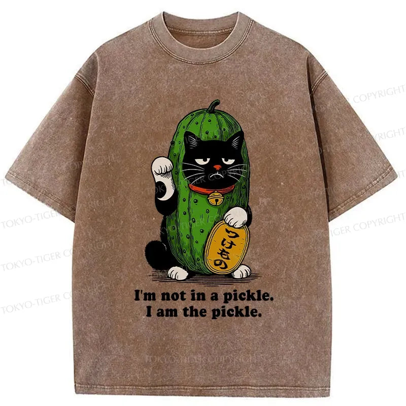 Funny Lucky Cat Washed T-Shirt for Summer