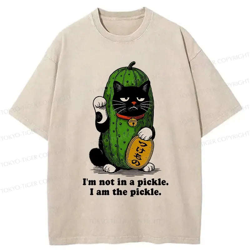 Funny Lucky Cat Washed T-Shirt for Summer