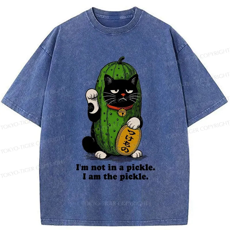 Funny Lucky Cat Washed T-Shirt for Summer