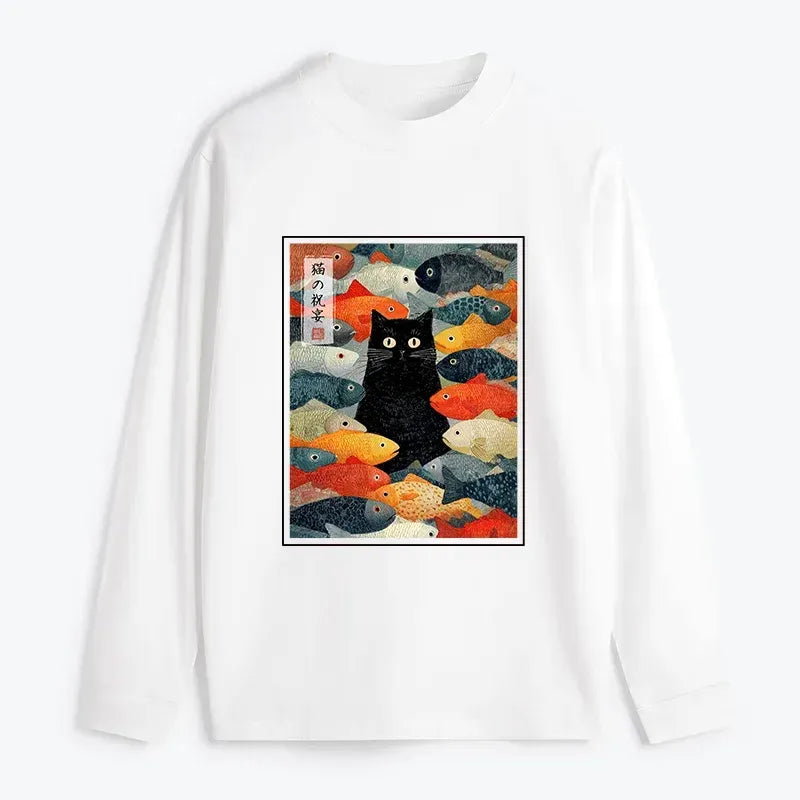 Japanese vintage cat long sleeve tee