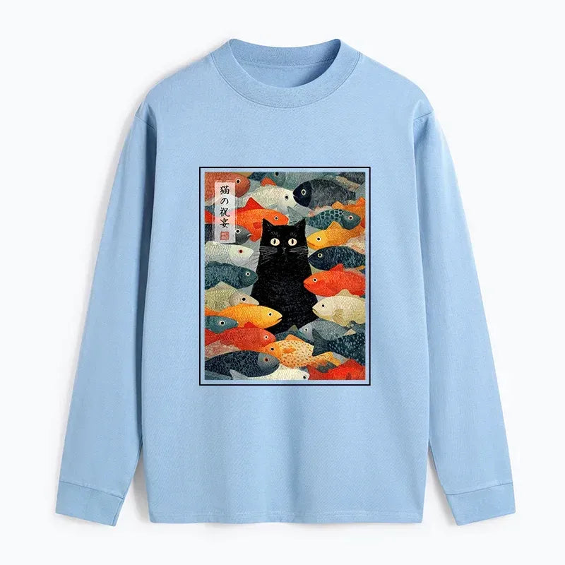 Kyoto-Lion The Cat's Feast of Fish Classic Long Sleeve T-Shirt