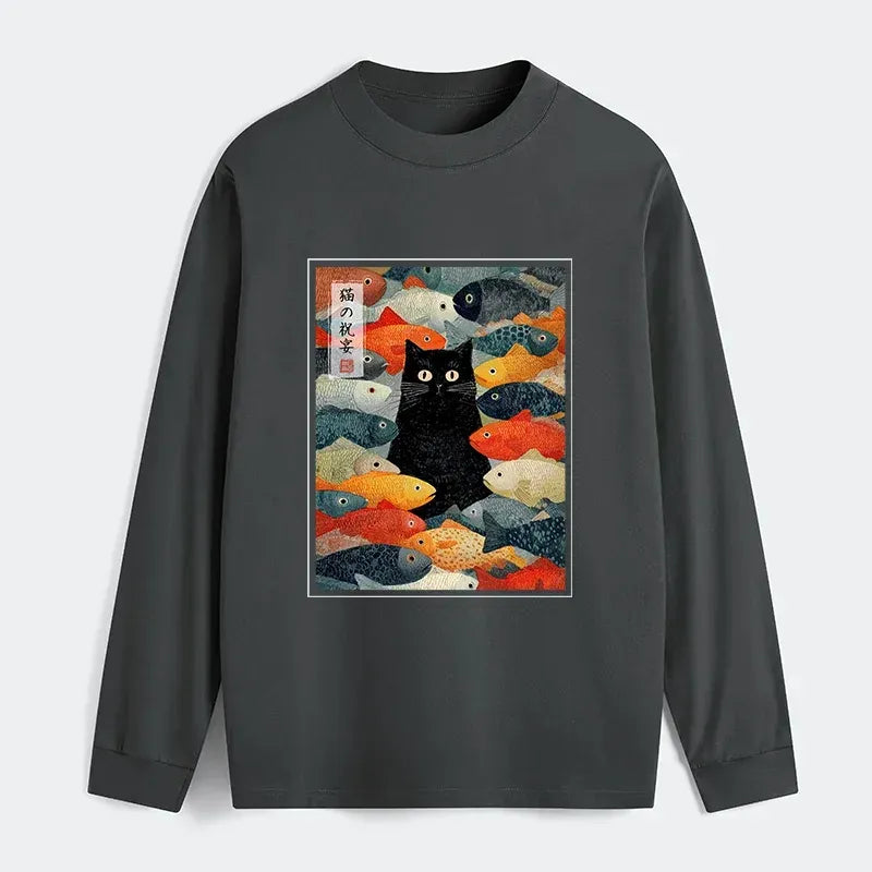 Japanese vintage cat long sleeve tee