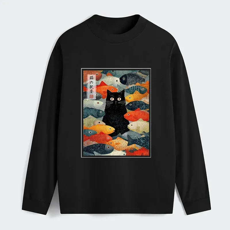 Kyoto-Lion The Cat's Feast of Fish Classic Long Sleeve T-Shirt