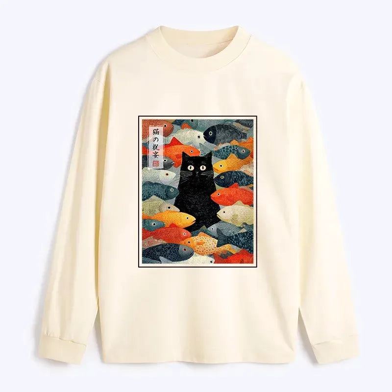 Kyoto-Lion The Cat's Feast of Fish Classic Long Sleeve T-Shirt
