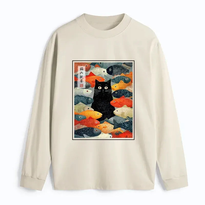 Japanese vintage cat long sleeve tee
