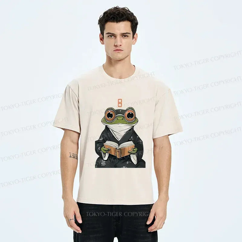 Japanese Frog Reading T-Shirt