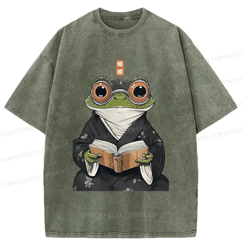 Japanese Frog Reading T-Shirt