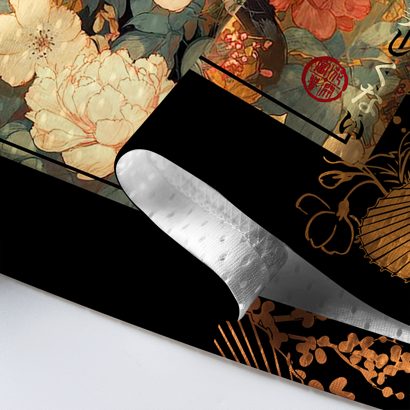 Kyoto-Lion Black Cat&Peony Mesh Jersey