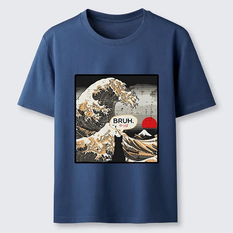 Great Wave Cat Bruh Tee for Gift for Him