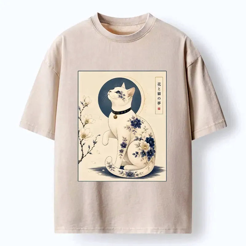 Trendy Vintage Ukiyo-e Cat T-Shirt for Summer