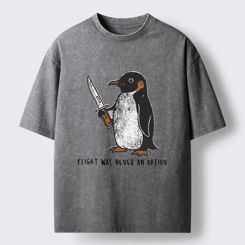 Kyoto-Lion Do Not Test The Cold Penguin Washed T-Shirt