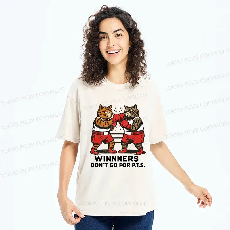 Kyoto-Lion Fighting Cats Washed T-Shirt