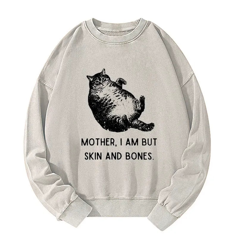 Washed Japanese Cat Sweatshirt Free Shipping