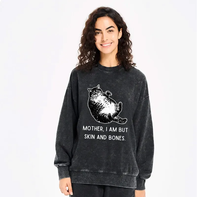 Washed Japanese Cat Sweatshirt Free Shipping