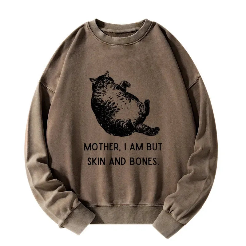 Kyoto-Lion Overweight Cat And Its Doting Owner Washed Sweatshirt