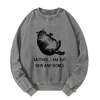 Washed Japanese Cat Sweatshirt Free Shipping