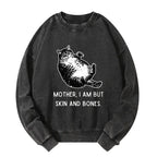 Washed Japanese Cat Sweatshirt Free Shipping