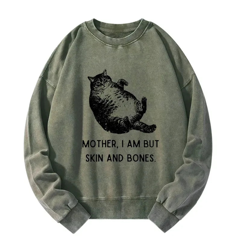 Kyoto-Lion Overweight Cat And Its Doting Owner Washed Sweatshirt