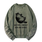 Kyoto-Lion Overweight Cat And Its Doting Owner Washed Sweatshirt