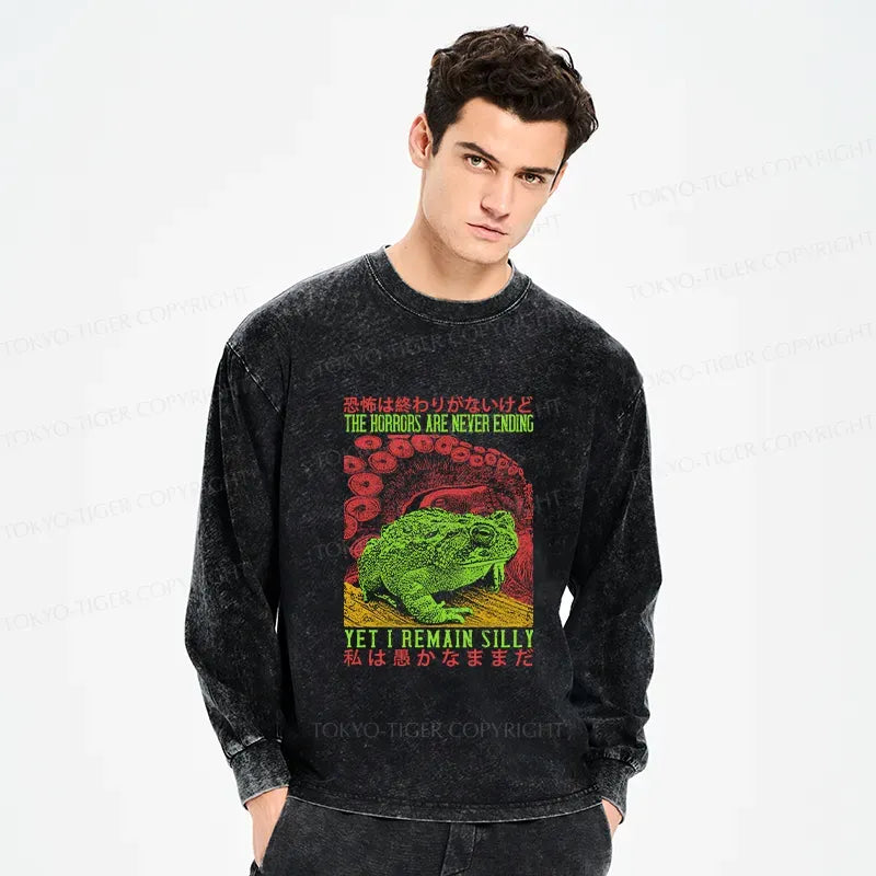 Kyoto-Lion The Horrors Are Never Ending Japan Washed Long Sleeve T-Shirt