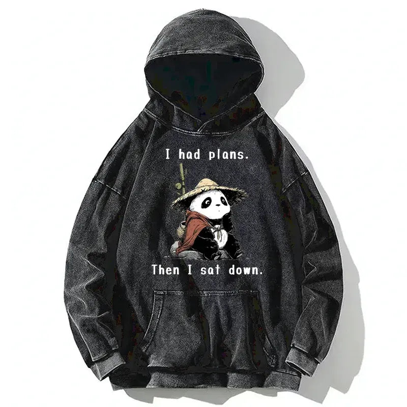 washed panda hoodie for daily wear