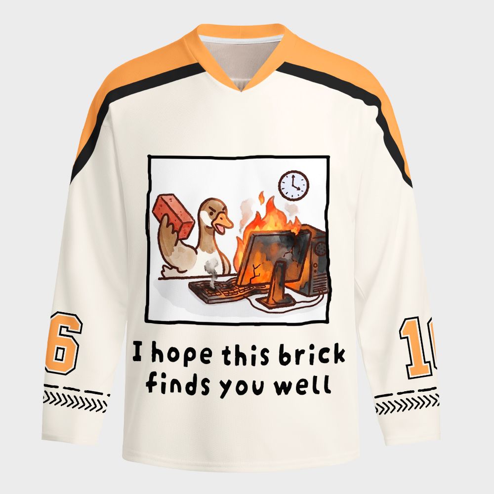 Kyoto-Lion Office Angry Duck Graphic Long-Sleeve Hockey Jersey