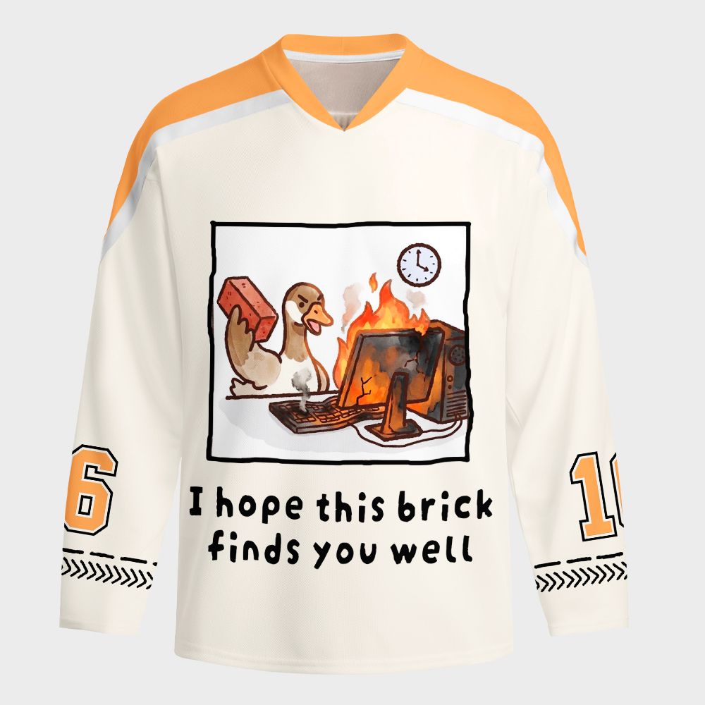 Kyoto-Lion Office Angry Duck Graphic Long-Sleeve Hockey Jersey