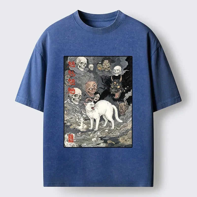 Trending Japanese ghost cat t-shirt
