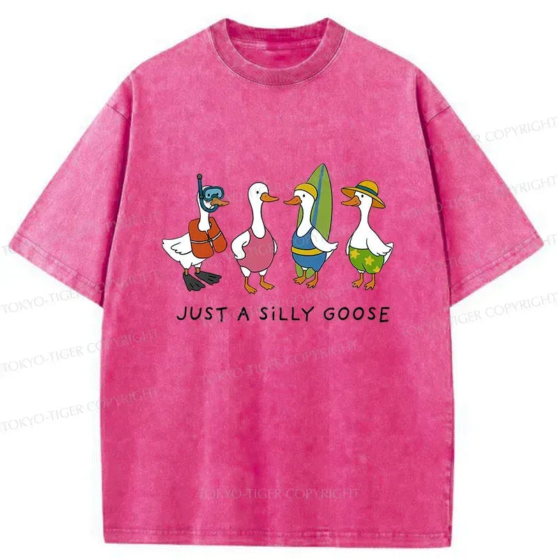 Kyoto-Lion Stupid Geese Surfing Washed T-Shirt