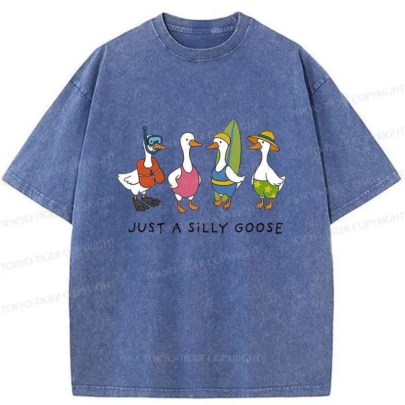 Kyoto-Lion Stupid Geese Surfing Washed T-Shirt