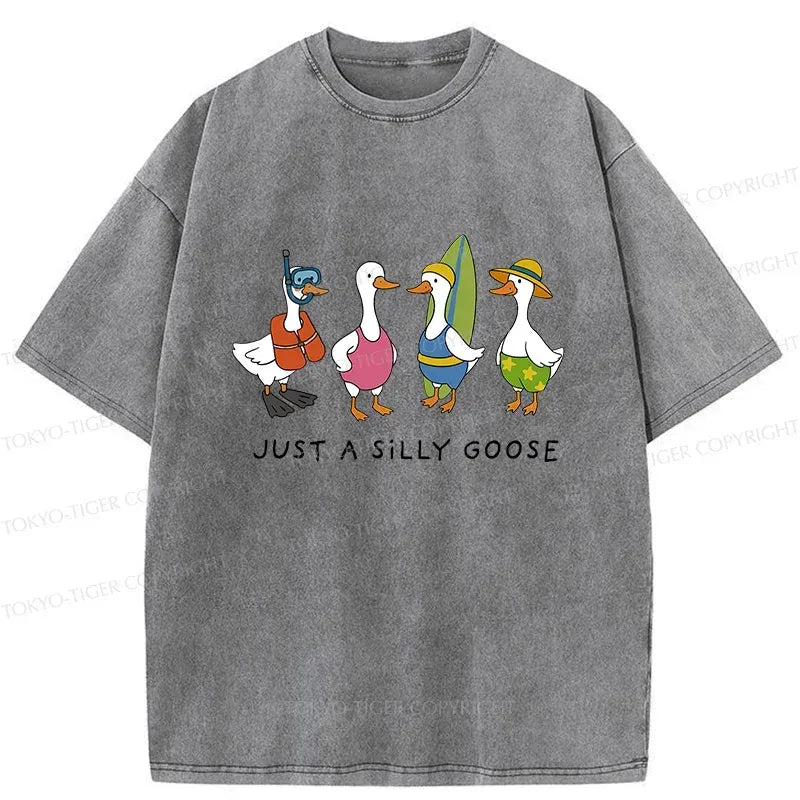 Funny Geese Surfing Retro T-Shirt