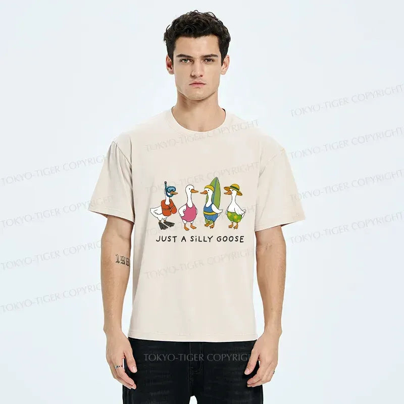 Funny Geese Surfing Retro T-Shirt