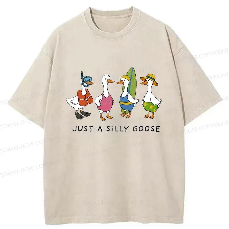 Funny Geese Surfing Retro T-Shirt