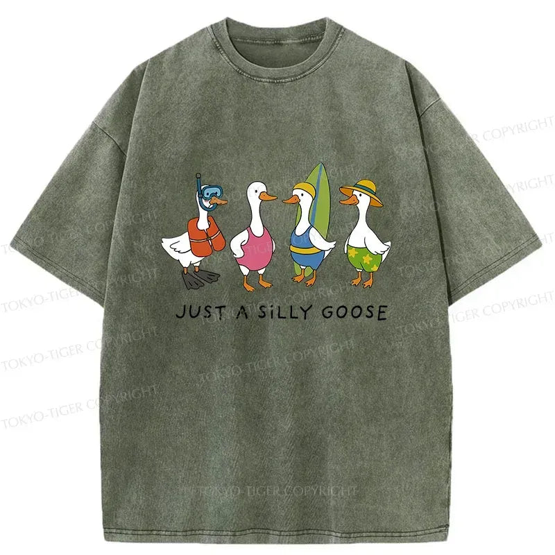 Funny Geese Surfing Retro T-Shirt