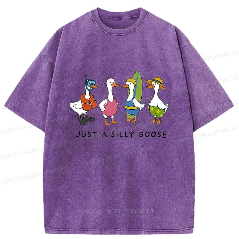 Kyoto-Lion Stupid Geese Surfing Washed T-Shirt