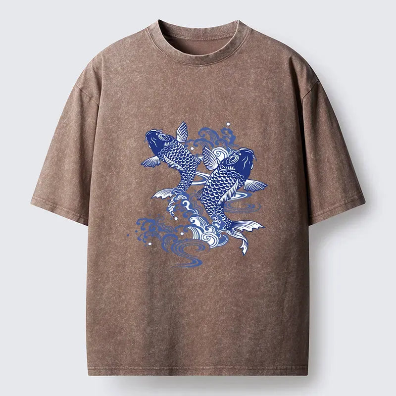 Traditional Japanese Koi Pattern Tee On Sale