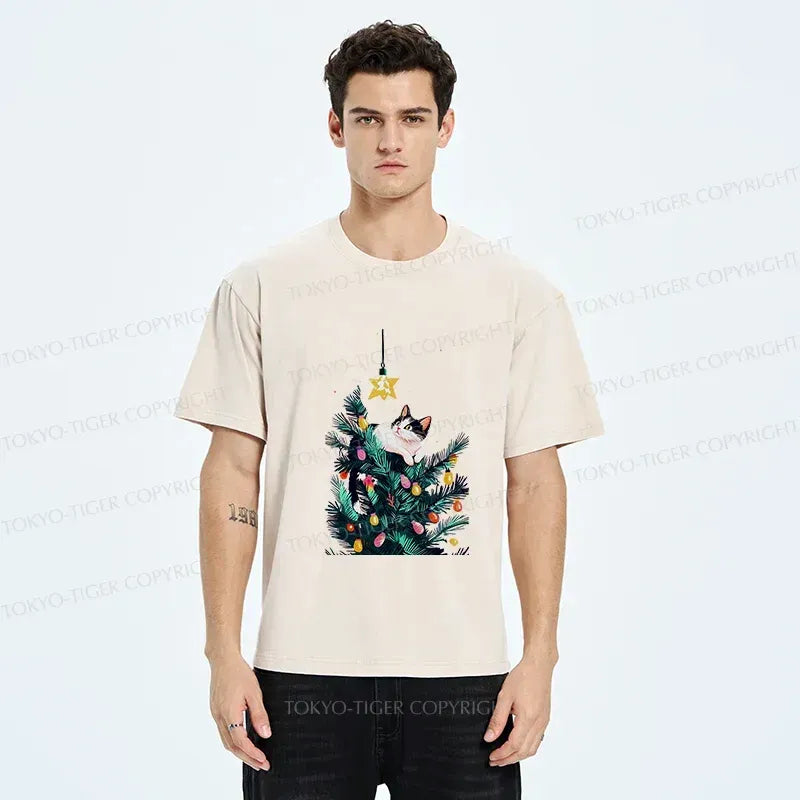 cute christmas cat shirt for streetwear