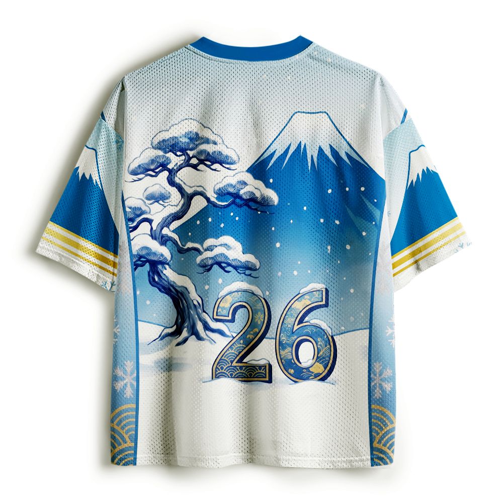 Kyoto-Lion Japanese Ukiyo-e Mount Fuji Rabbit Mesh Jersey