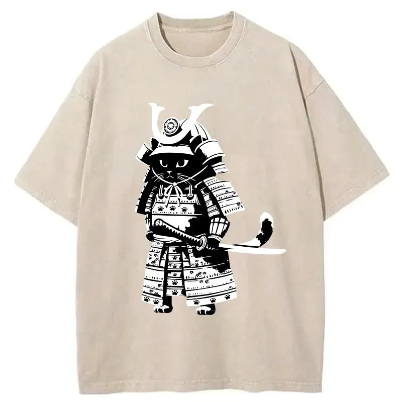 Vintage Ukiyo-e Black Cat Tee for Summer