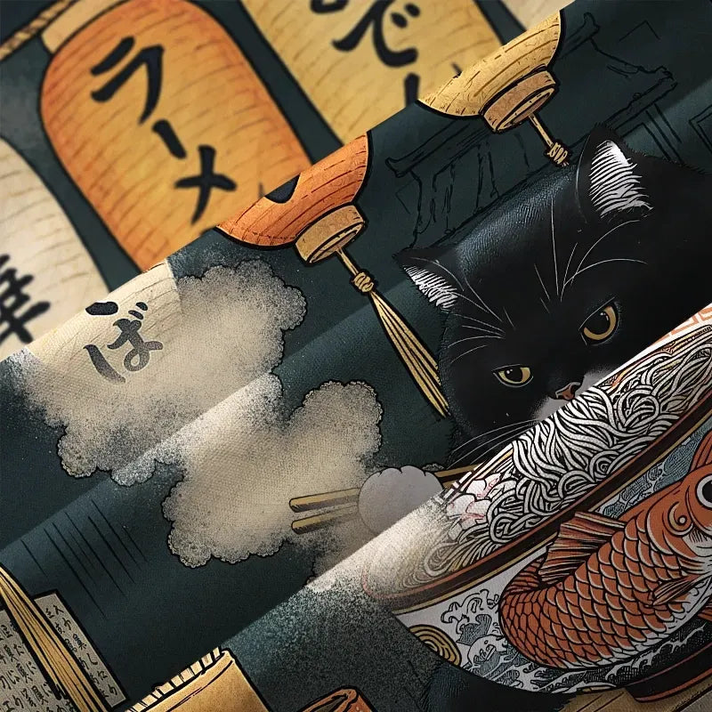 Japanese Fat Cat Ramen Button-up Shirt