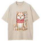 Kyoto-Lion Japanese Akita Dog Washed T-Shirt