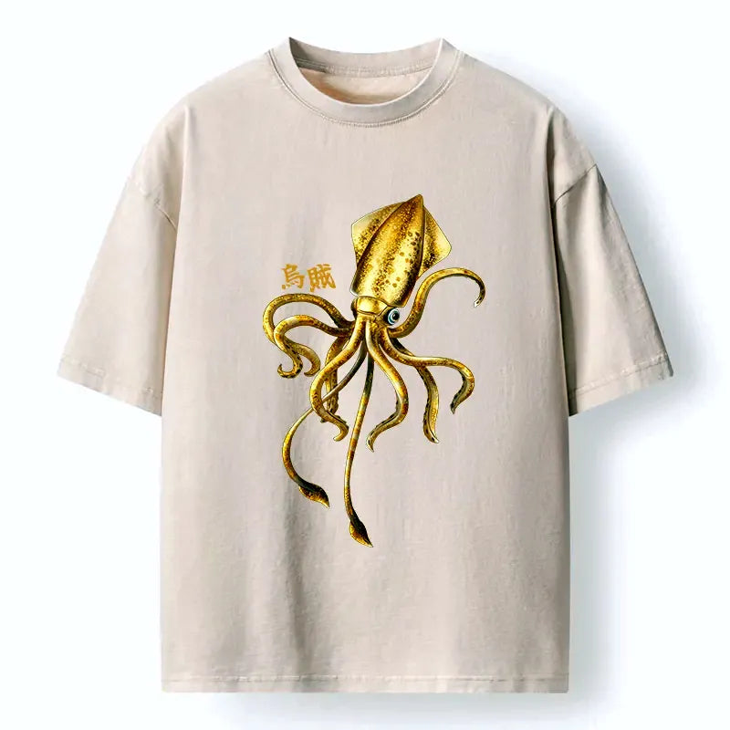 Japanese Squid Ink Painting Washed T-Shirt