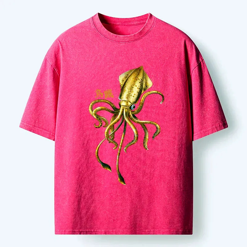 Japanese Squid Ink Painting Washed T-Shirt