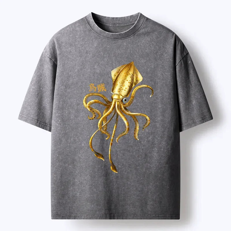 Japanese Squid Ink Painting Washed T-Shirt