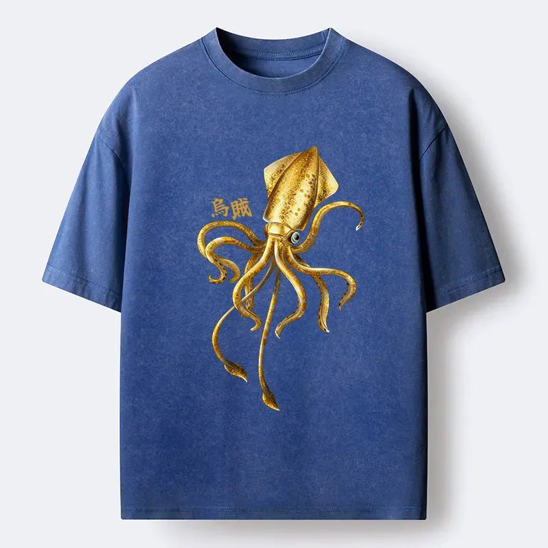 Japanese Squid Ink Painting Washed T-Shirt