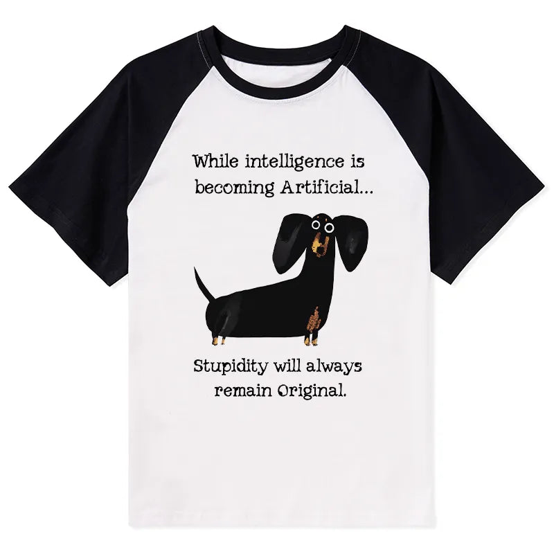 Kyoto-Lion Dachshund Real Humor Funny Meme Raglan T-shirt