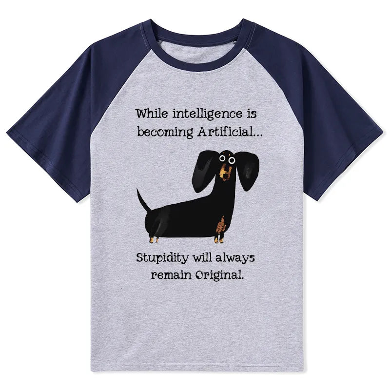 Kyoto-Lion Dachshund Real Humor Funny Meme Raglan T-shirt